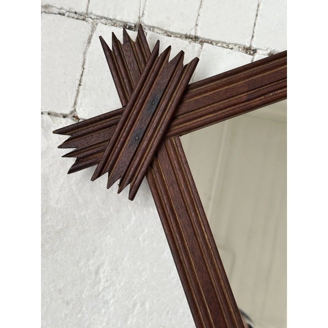 Antique Elongated Cross-Hatch Mirror, Circa Early 20th Century For Sale - Image 14 of 18