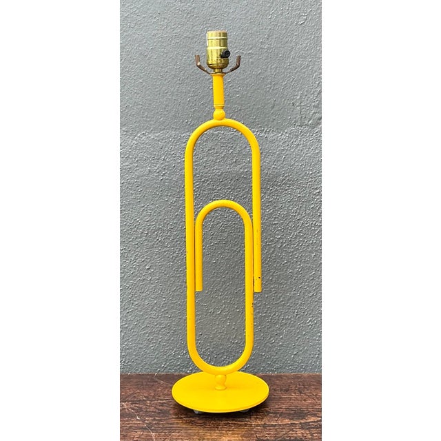 Late 20th Century Vintage Yellow Metal Paperclip Table Lamp For Sale - Image 5 of 13