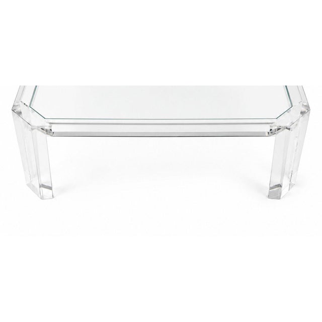 Charles Hollis Jones 1980s Attributed to Charles Hollis Jones Square Lucite Coffee Table With Glass Top For Sale - Image 4 of 9