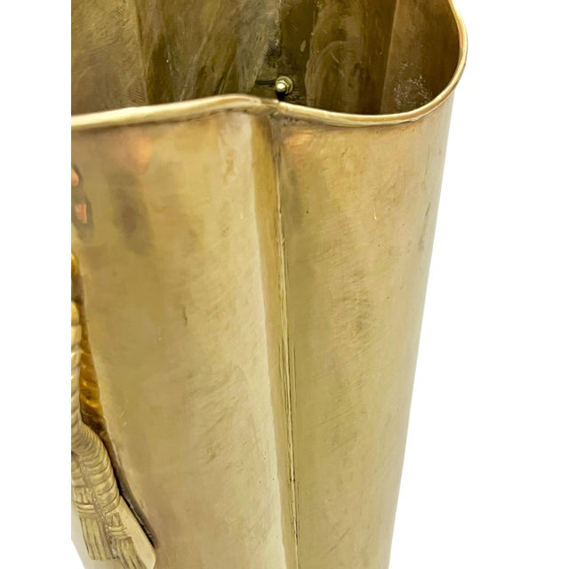 Brass Vintage Sculptural Brass Umbrella Stand With Tassel Rope Handles, 1980s For Sale - Image 8 of 17