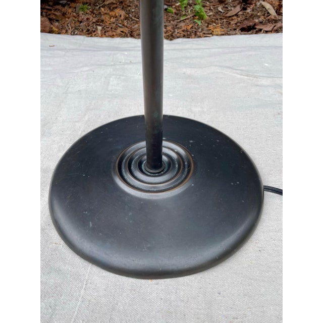 Late 20th Century 1980s Italian Postmodern Floor Lamp With Opaline Glass Shade — Minimalist Modern Torchère For Sale - Image 5 of 10