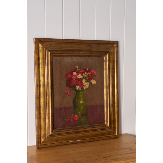 1950s Original Signed Belgian Floral Oil on Canvas | by Alphonse Van Beurden Belgian For Sale - Image 4 of 9