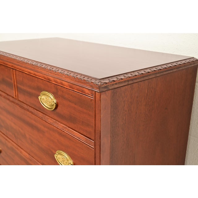 Baker Furniture Style Georgian Carved Mahogany Dresser or Chest of Drawers For Sale - Image 9 of 14