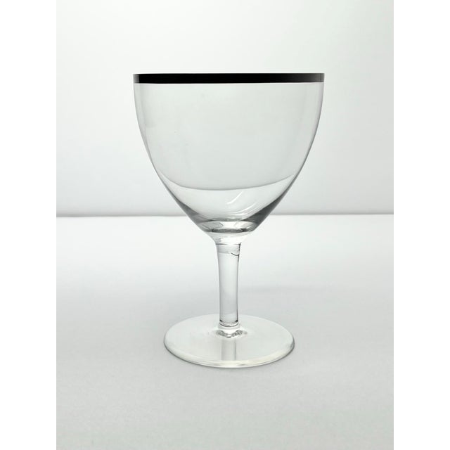 1960s Mid-Century Vintage Minimalist 6 Silver Rim Wine Glasses For Sale - Image 4 of 6