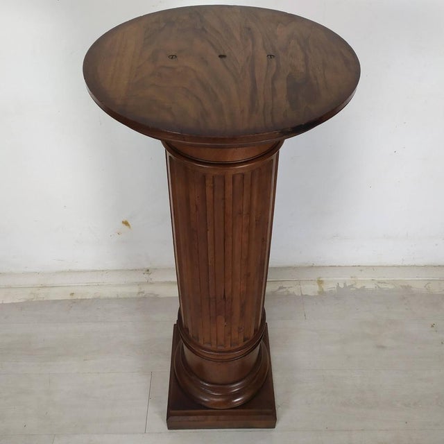 Vintage Brown Walnut Column For Sale - Image 6 of 17