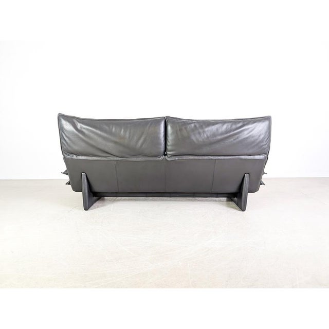 Vintage Italian 2-Seater Sofa in Black Leather, 1980s For Sale - Image 4 of 13