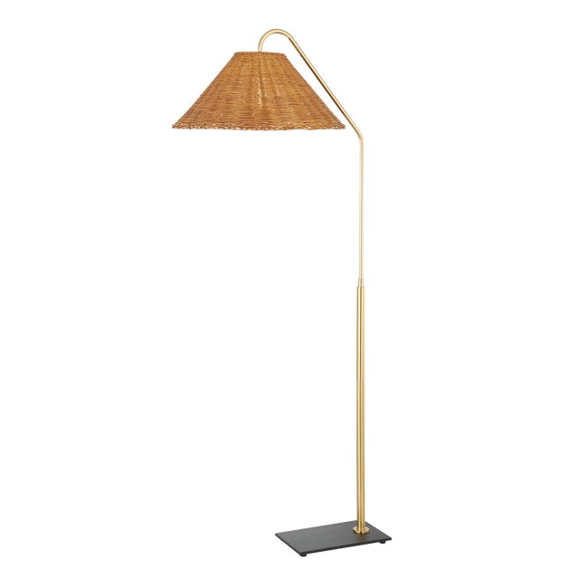 Metal Mitzi Lauren 19.5 in. 1 Light Floor Lamp in Aged Brass and Texture Black Finish For Sale - Image 7 of 15