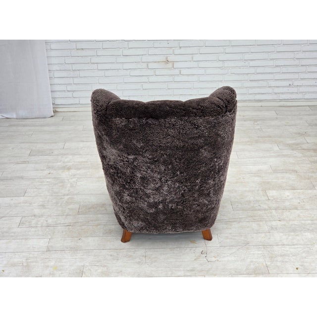 Vintage Danish Reupholstered Chair in Sheepskin, 1960s For Sale - Image 14 of 18