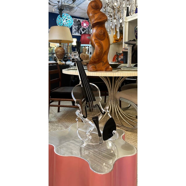 Custom-Made Lucite Violin Sculpture on Stand Signed and Numbered Limited Edition #1/10 Offered for sale is a custom-made...
