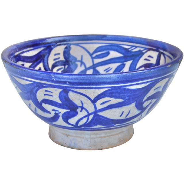 Ceramic Late 19th Century Blue-Patterned Moroccan Ceramic Decorative Bowl For Sale - Image 7 of 9