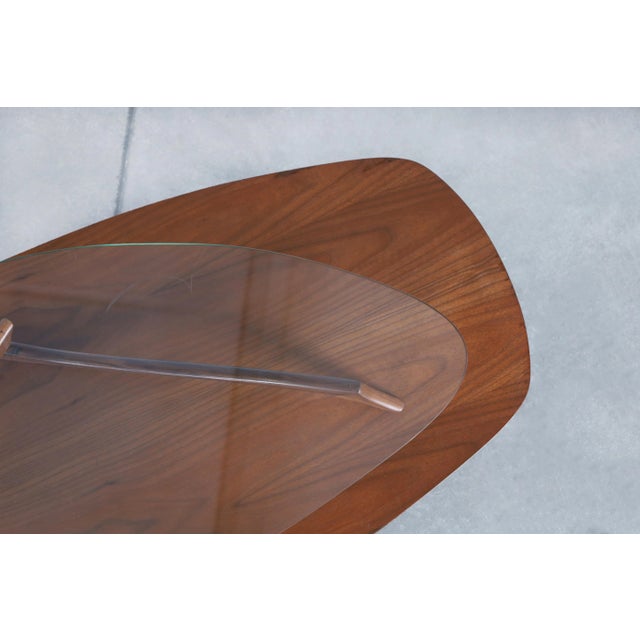 Mid-Century Modern Sculptural Walnut and Glass Coffee Table After Vladimir Kagan For Sale - Image 11 of 12