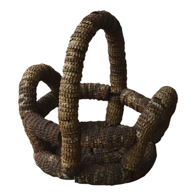 Vintage Folk Art Bottle Cap Sculptural Basket, Circa 1930s-40s For Sale