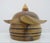 Vintage hand turned mid century style wooden vessel with lid. Rounded body with distinct horizontal burned accent lines....