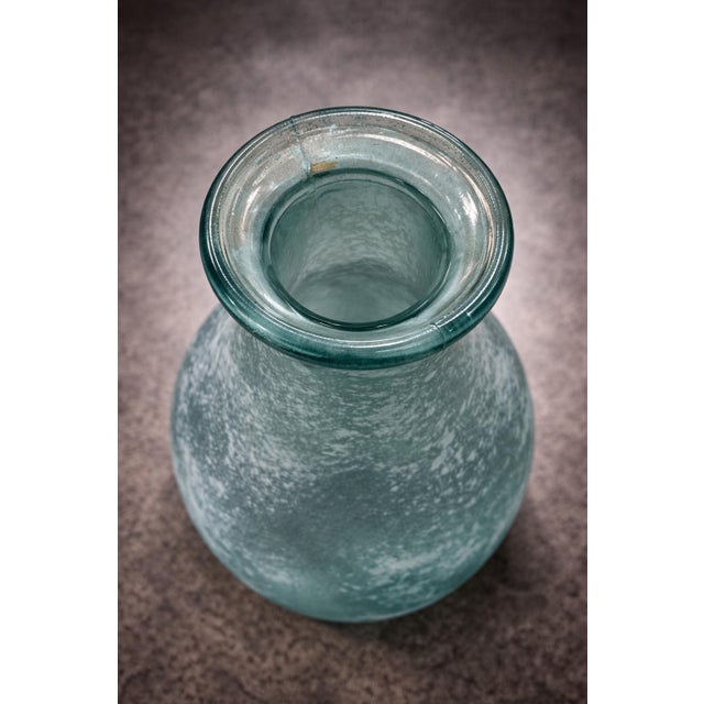 Late 20th Century Large Spanish Handmade Recycled Glass Vase – Ocean Breeze Collection, 16” Coastal Bottle Vessel For Sale - Image 4 of 8