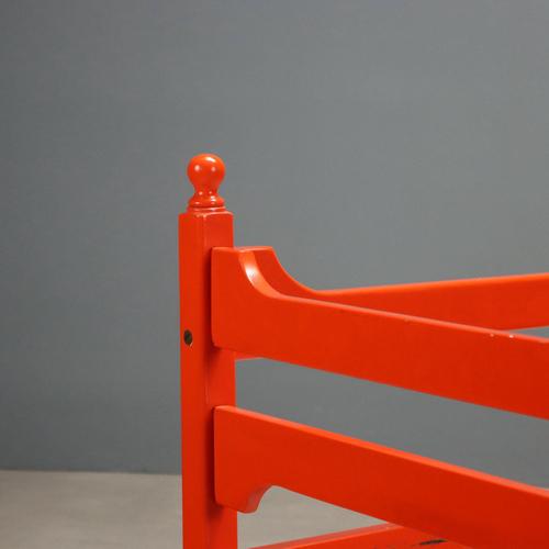 Vintage Bed in Orange Wood, 1970s For Sale - Image 3 of 8