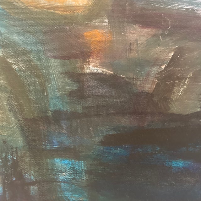 Original c.1955-1960 Mid-Century Figurative Abstract Expressionist Framed Oil Painting For Sale - Image 9 of 12