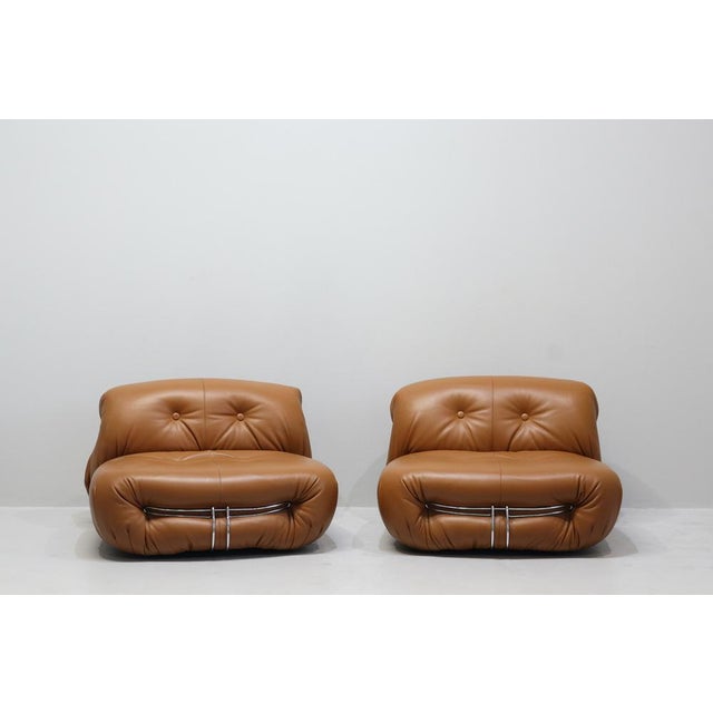 Soriana Armchairs in Leather by Afra and Tobia Scarpa for Cassina, 1969, Set of 2 For Sale - Image 16 of 16