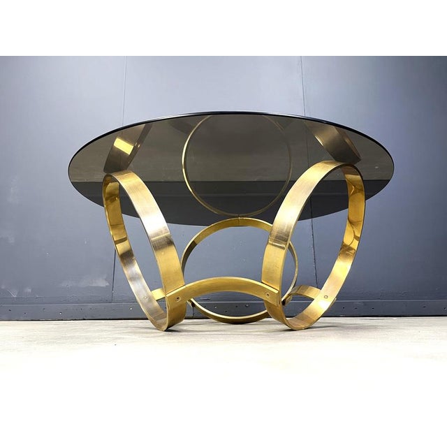 Vintage Brass Coffee Table with Glass by Knut Hesterberg, 1970s For Sale - Image 12 of 15