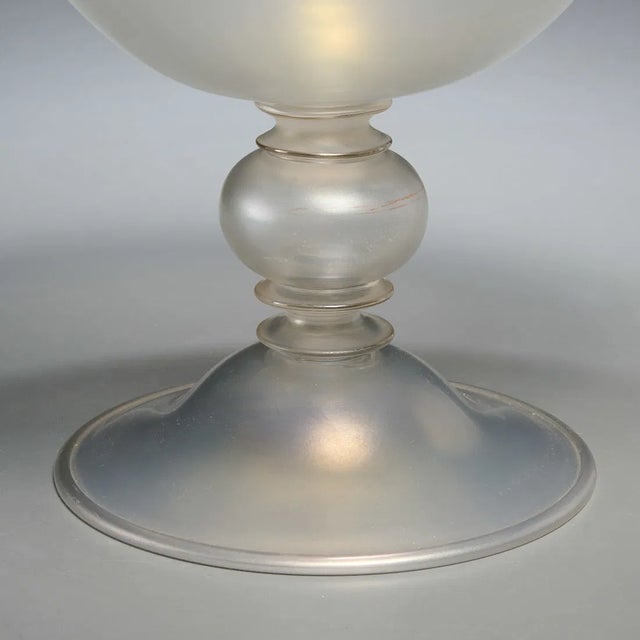 1920s Antique Frederick Carder for Steuben Verre De Soie Covered Glass Compote Bowl For Sale - Image 5 of 5