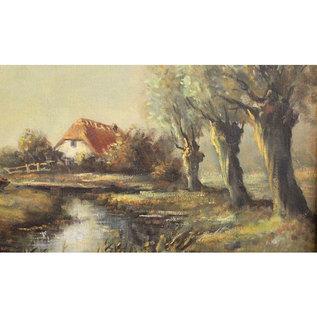 English Mid-19th Century English Oil on Canvas Landscape Painting "Across the Field" For Sale - Image 3 of 6