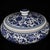Asian Blue and White Porcelain Lidded Tea Cake Jar, Interlocking Lotus Scroll Storage Canister For Sale - Image 3 of 9