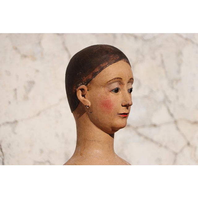 18th Century Portuguese Baroque Santos Cage Doll With Glass Eyes, Virgin, Mannequin For Sale - Image 11 of 18