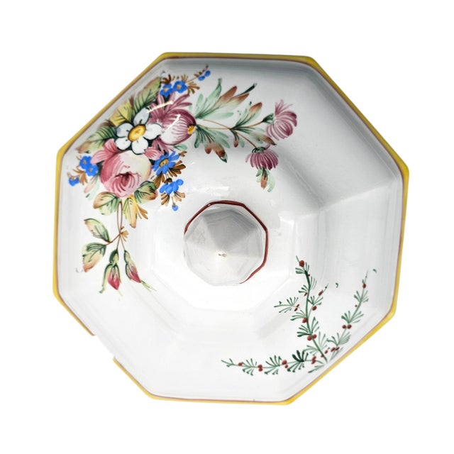 Italian Hand-Painted Porcelain Soup Tureen Set, Octagonal Floral, 16" For Sale - Image 12 of 18