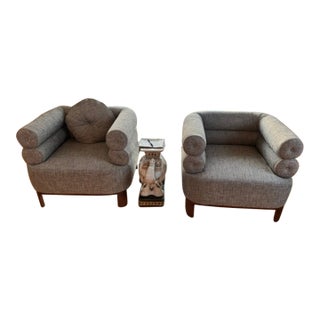 Brigette Romanek for Mitchell Gold + Bob Williams Art Deco Modern Lucy Armchairs (Pair) For Sale