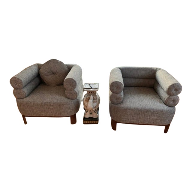 Brigette Romanek for Mitchell Gold + Bob Williams Art Deco Modern Lucy Armchairs (Pair) For Sale