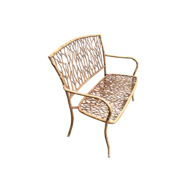 Late 20th-C. Faux Bois Metal Garden Bench or Settee For Sale - Image 11 of 16