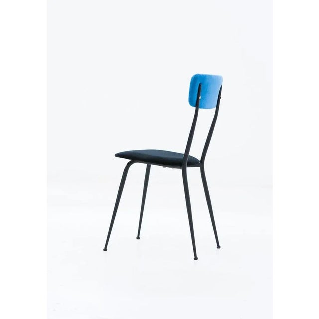 Italian vintage desk or side chair Velvet upholstery Iron frame