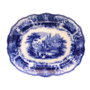Antique Flow Blue "Nonpareil" by Burgess & Leigh 18" Oval Serving Platter