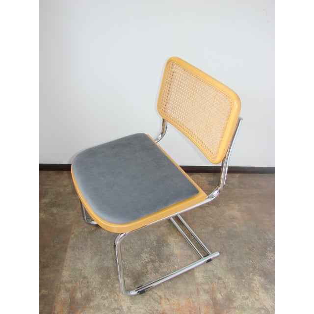 Vintage Bauhaus Chair in Chrome, Raffia and Fabric, 1980s For Sale - Image 3 of 9