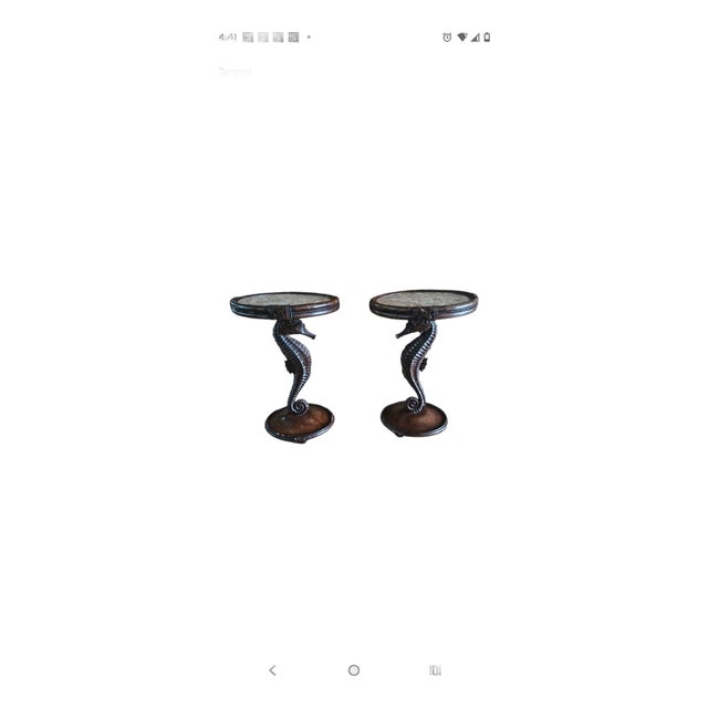 Vintage Boracay Seahorse Tables With Capiz Shell Tops For Sale