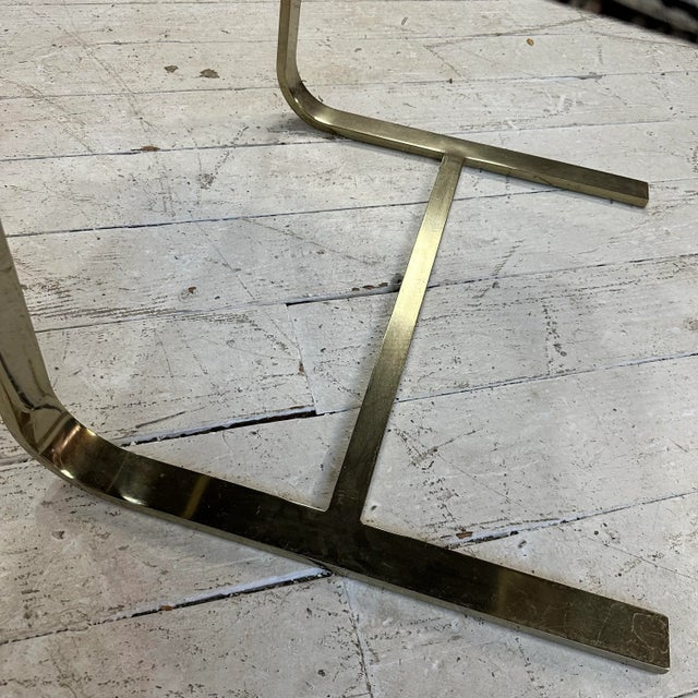 Brass Four Chairs Knoll Style Flat Bar Milo Baughman For Sale - Image 9 of 10