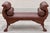 Brown 20th-C. Empire Regency Style Carvec Mahogany and Leather Bench Ottoman For Sale - Image 8 of 8