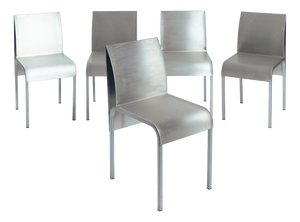 Postmodern Sculptural Dining Chairs in Aluminium and Steel Belgium 1980s/90s, Set of 5