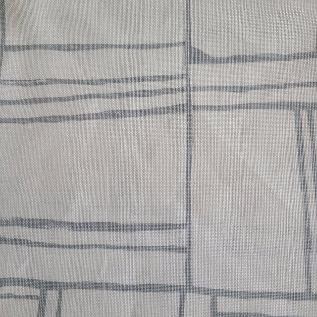 QUADRANT PRINTED FABRIC 100% linen by Christopher Farr remnant Grayish Pale blue one piece 2 yards( 72") x 54" wide + I...