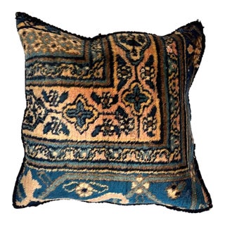Pillow W/Antique Persian Rug Fragment, 1'4" X 1'4" For Sale