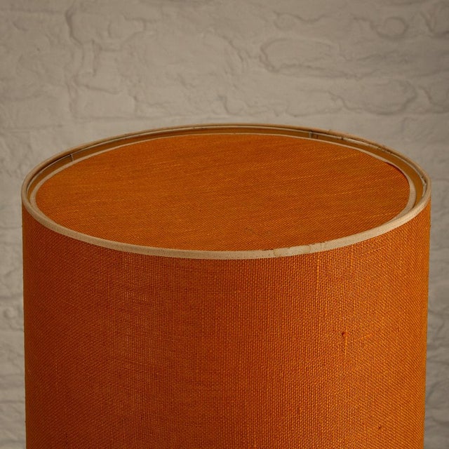 Tall Brass Table Lamp with Original Linen Lamp Shade, Denmark, 1960s For Sale - Image 9 of 14