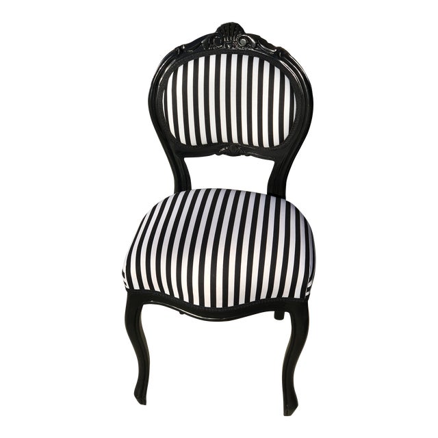Contemporary Black & White Striped Accent Chair Chairish