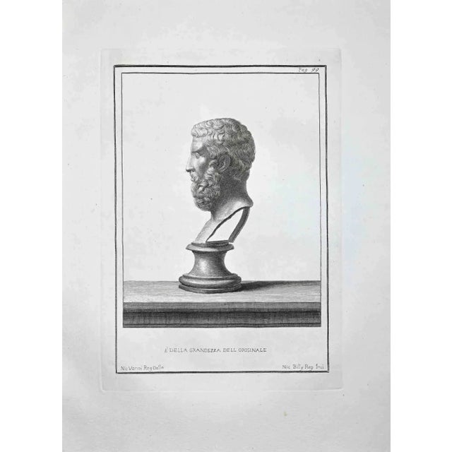 Profile of ancient roman bust, form the series "antiquities of herculaneum", is an original etching on paper realized by...