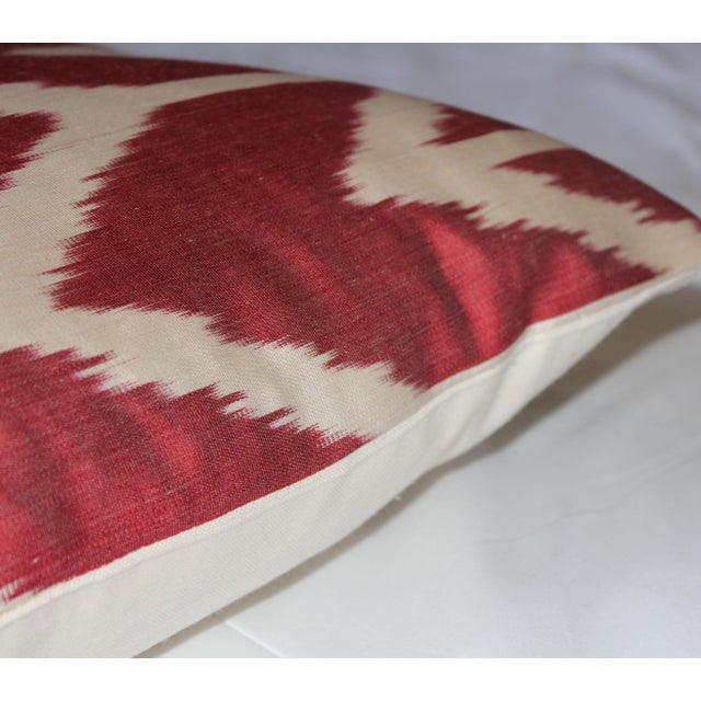 Turkish Red Silk Ikat Pillow 16'' X16'' For Sale - Image 4 of 7