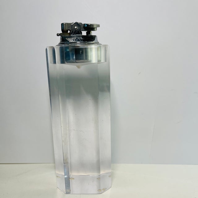 Striking tall Mid-Century Astrolite Lucite table lighter. It is unknown whether it works or not. Mad Men cigarette cigar...