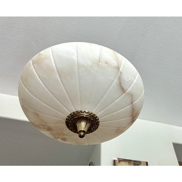 1970s French Directoire Style Alabaster Flushmount Ceiling Light For Sale In Palm Springs - Image 6 of 16