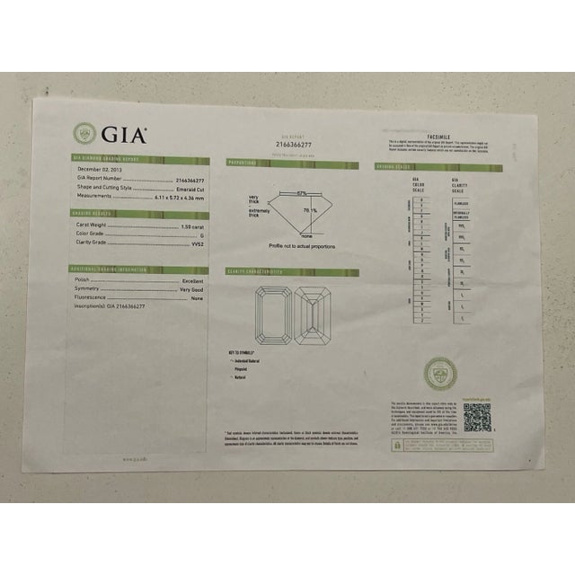 Silver GIA 18ct White Gold Emerald Cut Diamond Halo Ring 2.15ct 5.20g For Sale - Image 8 of 9