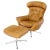 Mid-Century Modern Tan Leather Egg Style Wide Back Lounge Chair & Ottoman For Sale - Image 13 of 13