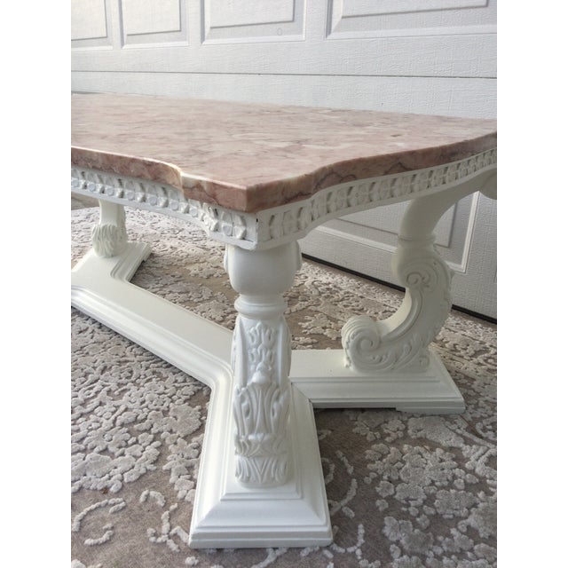 1960s Mid 20th Century Hollywood Regency French Carved Pink Marble For Sale - Image 5 of 11