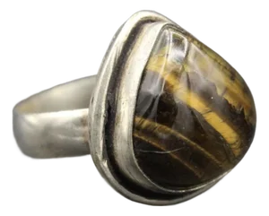 1970s Turkish Tigers Eye Tribal Ring (Size 9), Size 9