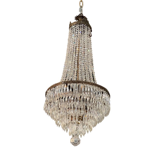 1980s French Crystal Wedding Chandelier For Sale
